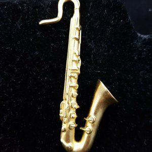 Vintage KJL Kenneth Jay Lane Brushed Gold Tone Baritone Saxophone